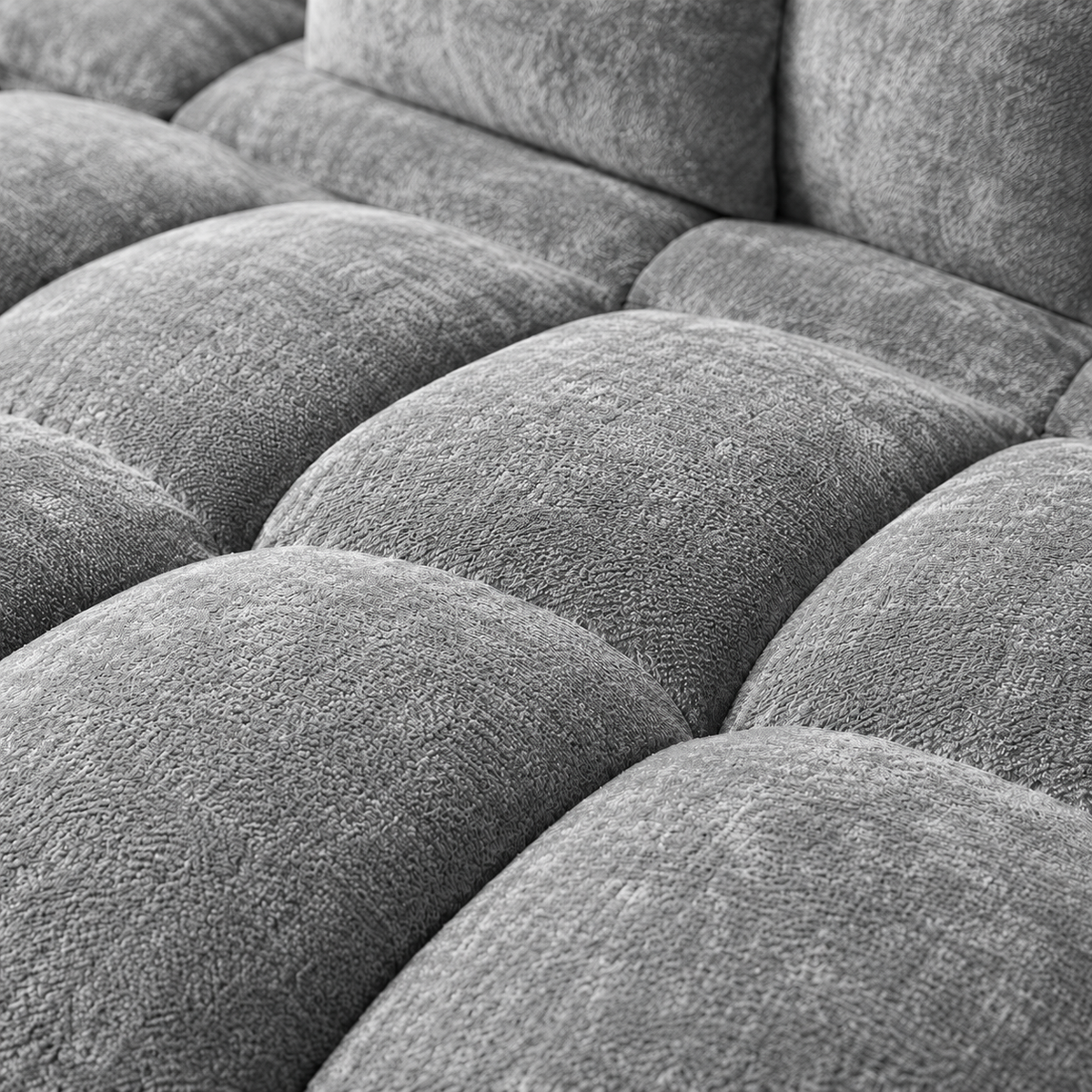 Canapé 3 places bubble en velours chenille gris clair
