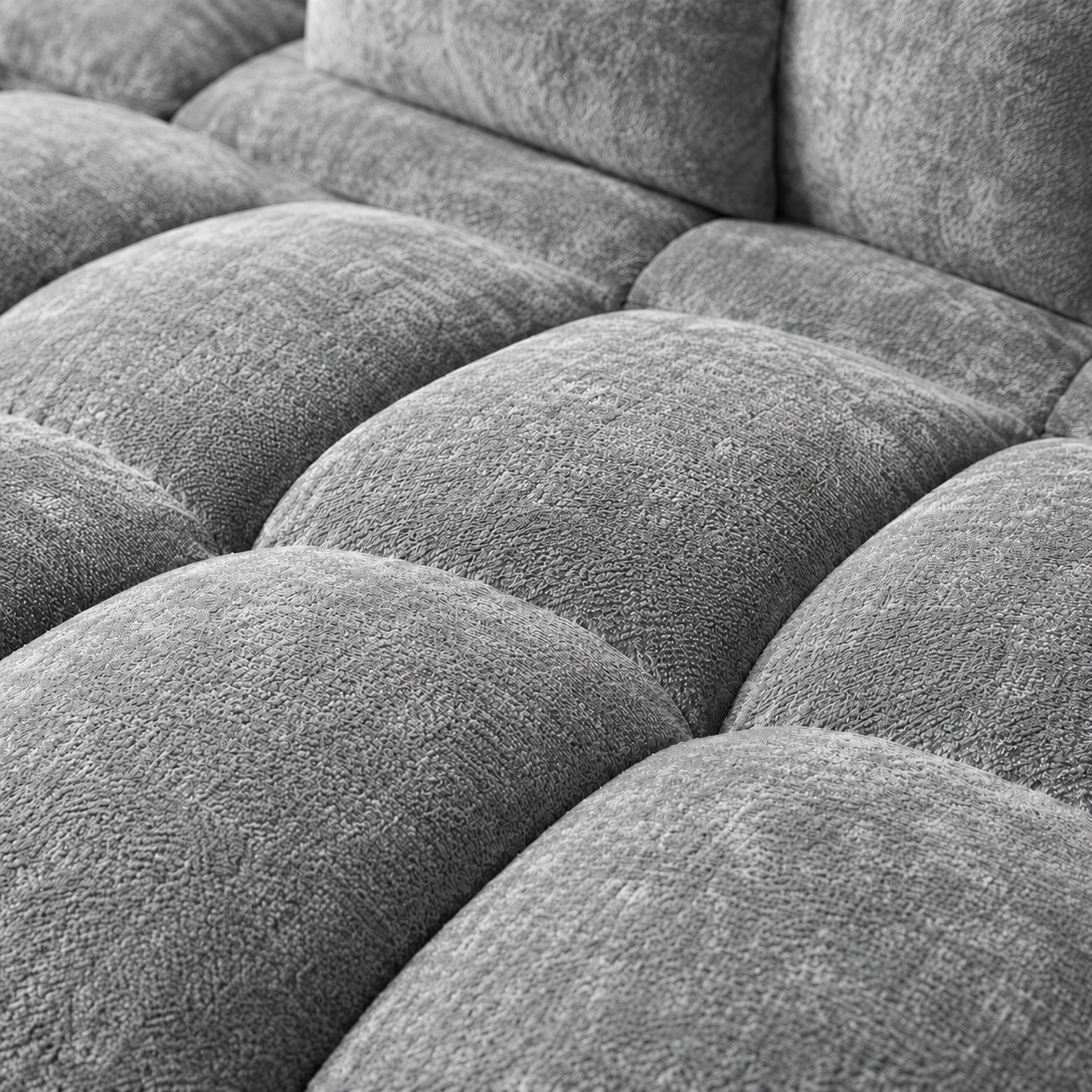 Canapé 3 places bubble en velours chenille gris clair