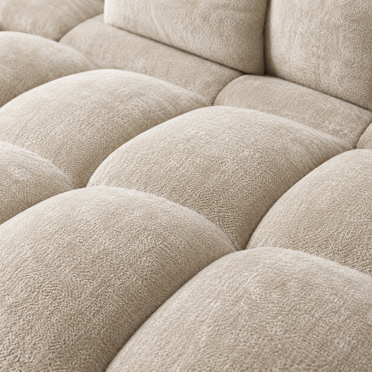 Canapé 3 places bubble en velours chenille beige