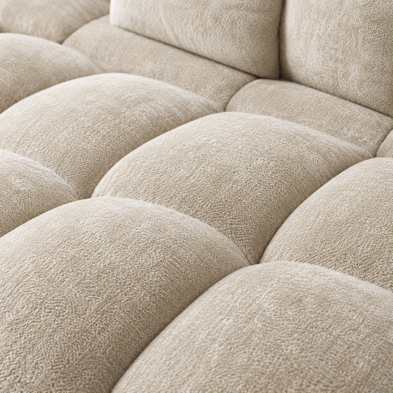 Canapé 3 places bubble en velours chenille beige