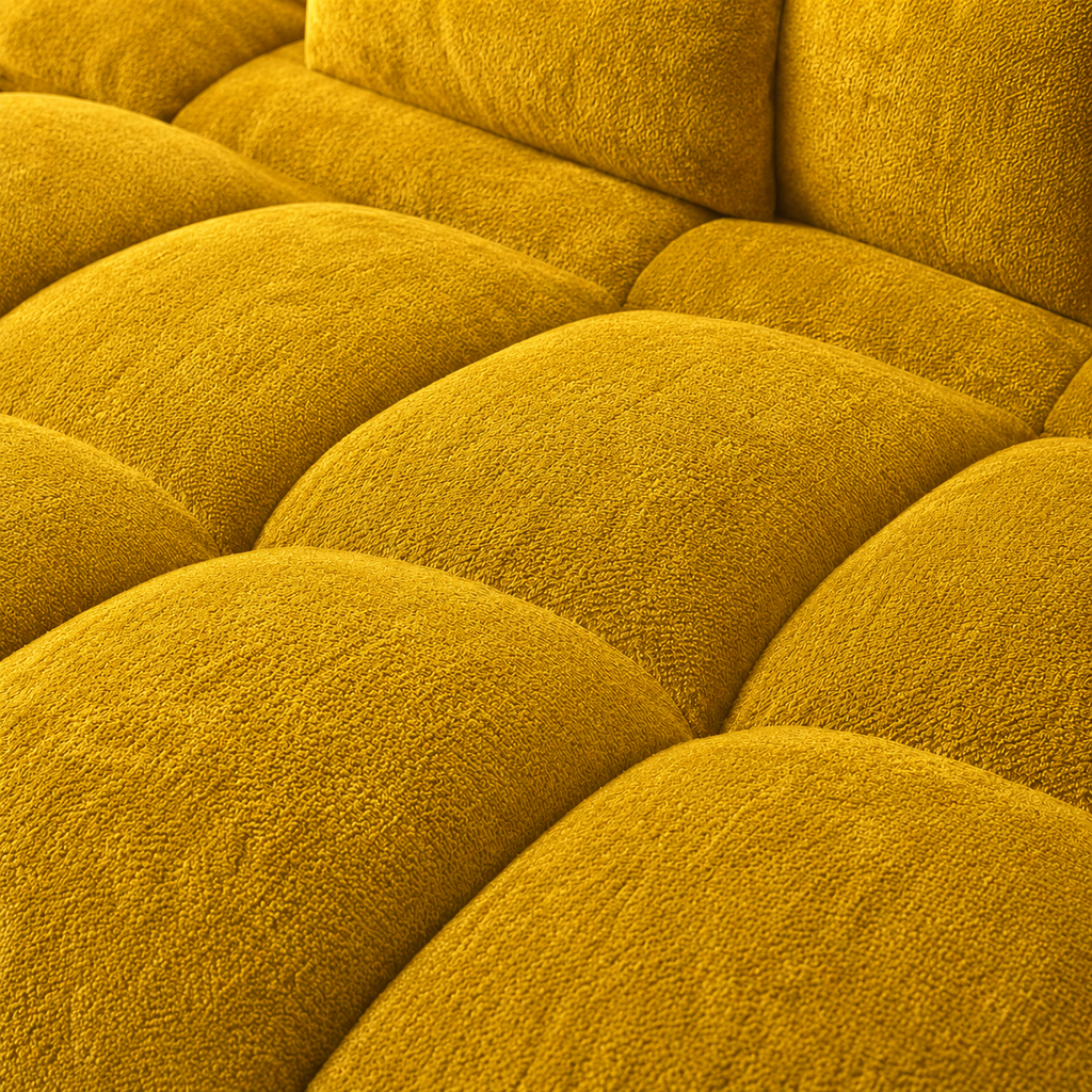 Canapé 3 places bubble en velours chenille jaune