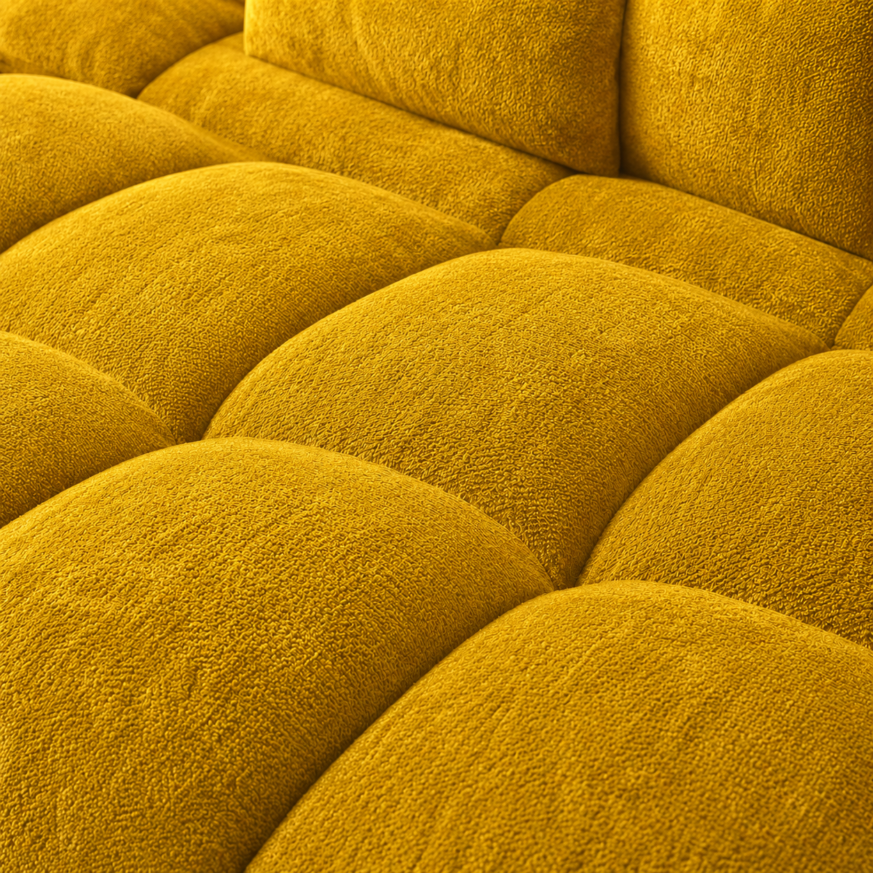 Canapé 3 places bubble en velours chenille jaune