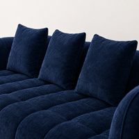 Canapé 3 places bubble en velours chenille bleu marine
