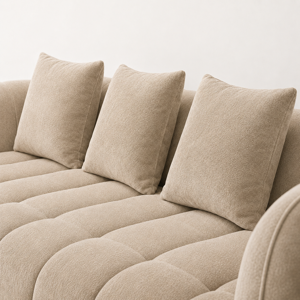 Canapé 3 places bubble en velours chenille beige