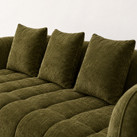 Canapé 3 places bubble en velours chenille vert kaki