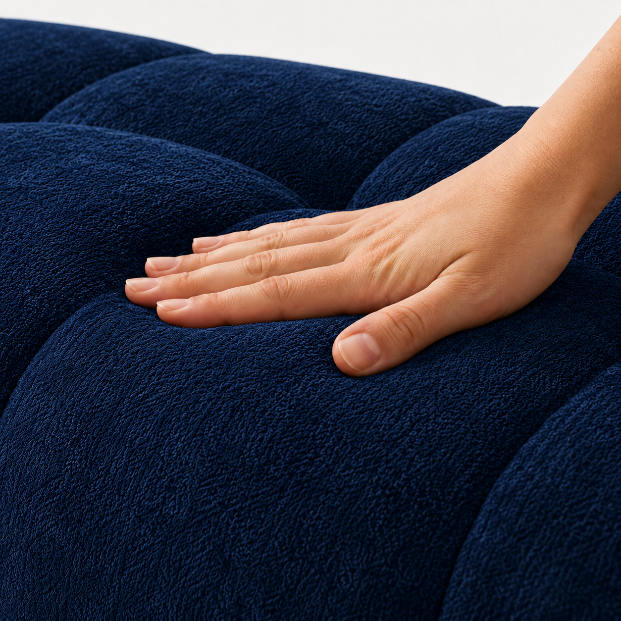 Canapé 3 places bubble en velours chenille bleu marine