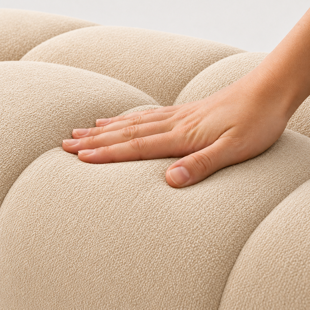 Canapé 3 places bubble en velours chenille beige