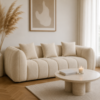 Canapé 3 places bubble en velours chenille beige