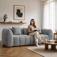 Canapé 3 places bubble en velours chenille gris clair