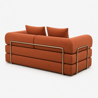 Canapé convertible velours côtelé terracotta 2 places