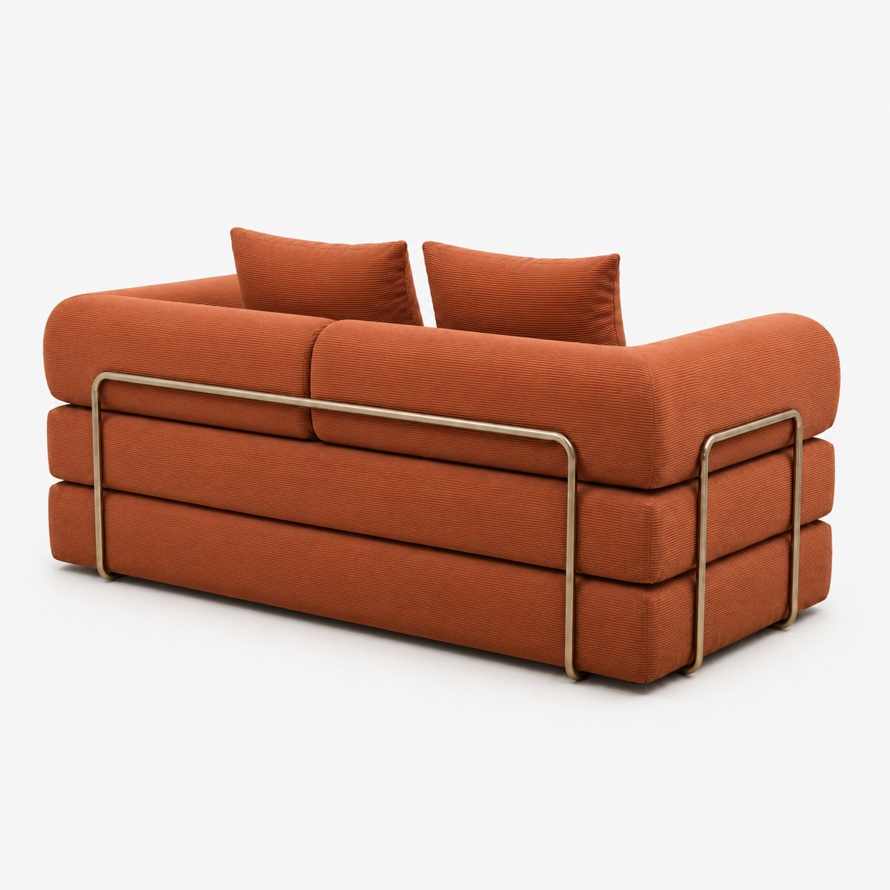 Canapé convertible velours côtelé terracotta 2 places
