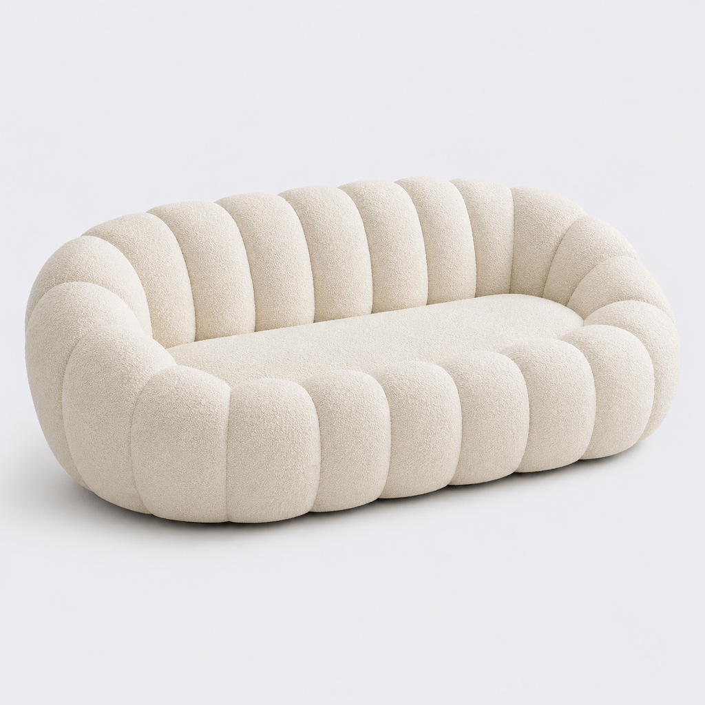 Canapé bubble bouclé crème 2 places