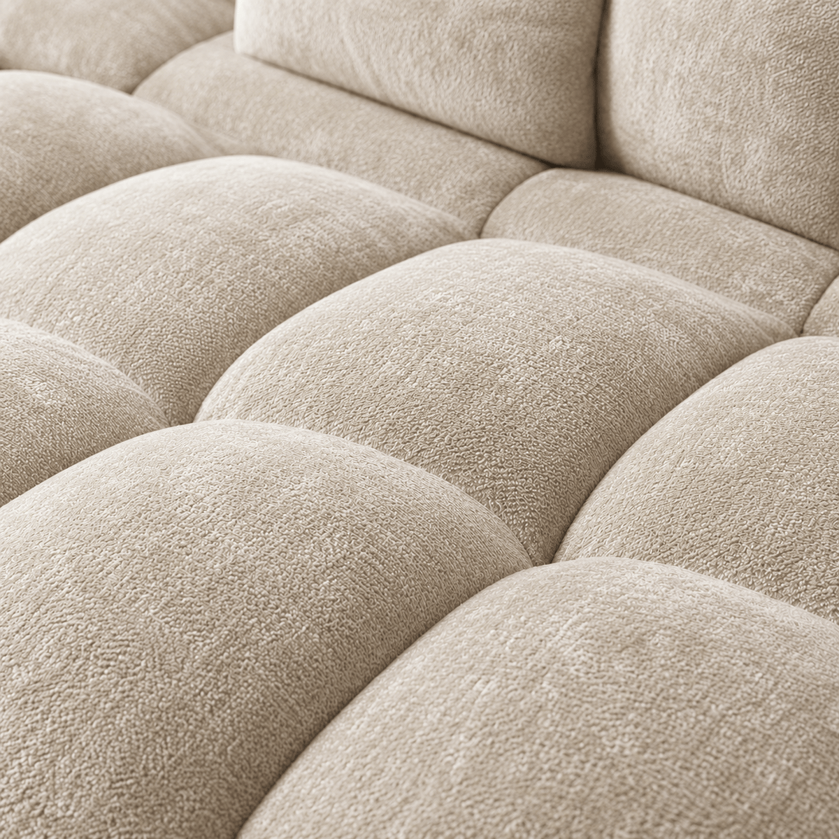 Canapé 3 places bubble en velours chenille beige Luvio Home