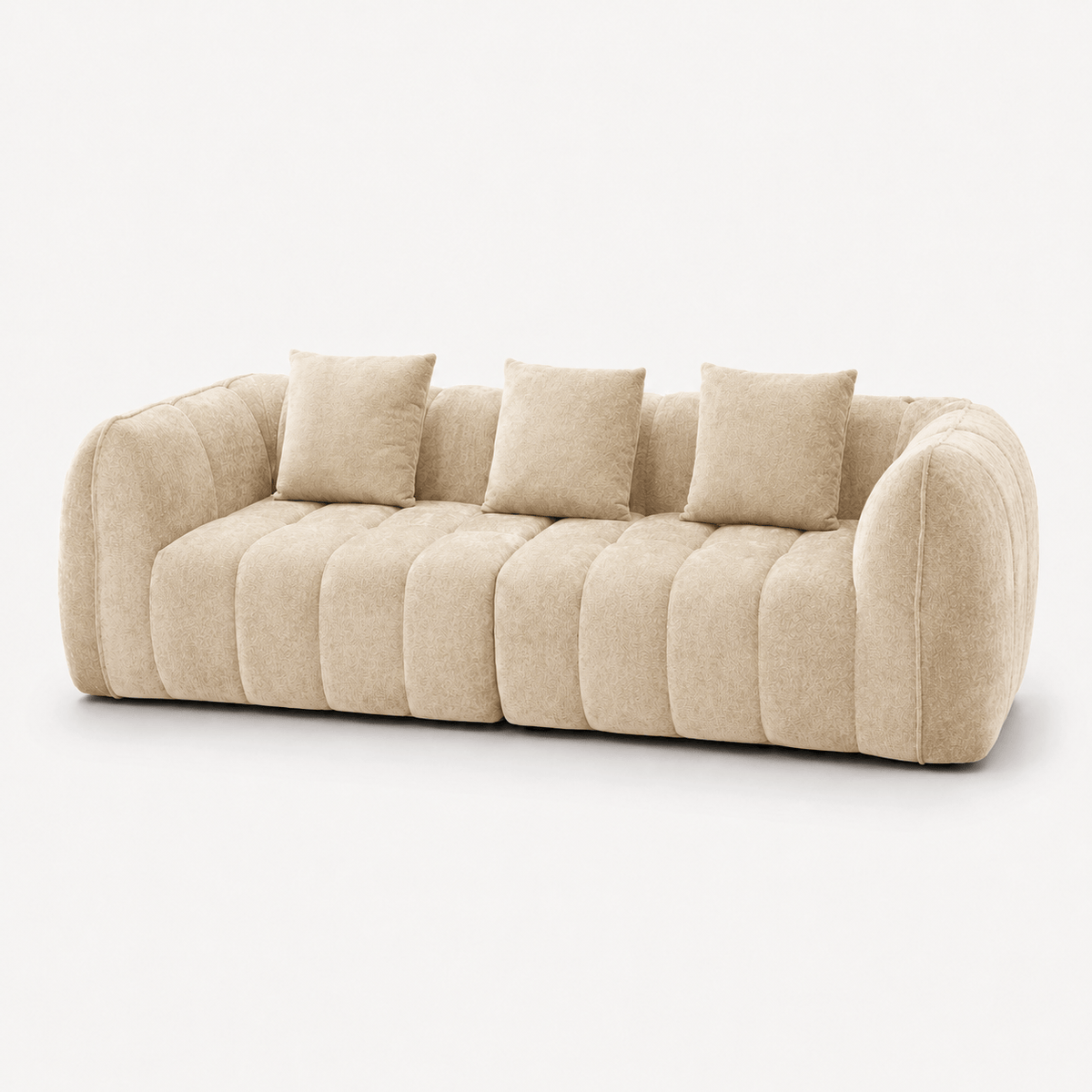 Canapé 3 places bubble en velours chenille beige Luvio Home