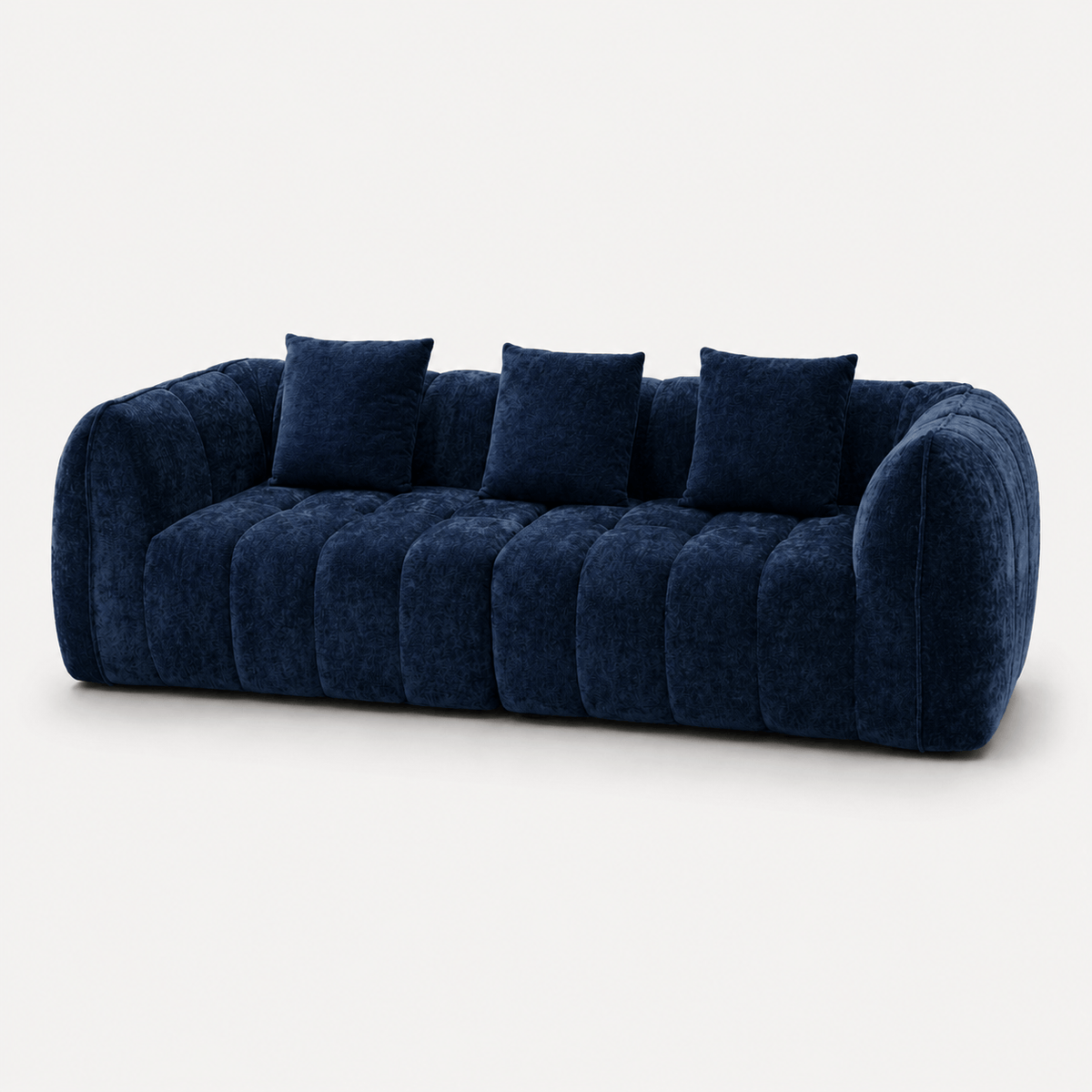 Canapé 3 places bubble en velours chenille bleu marine Luvio Home