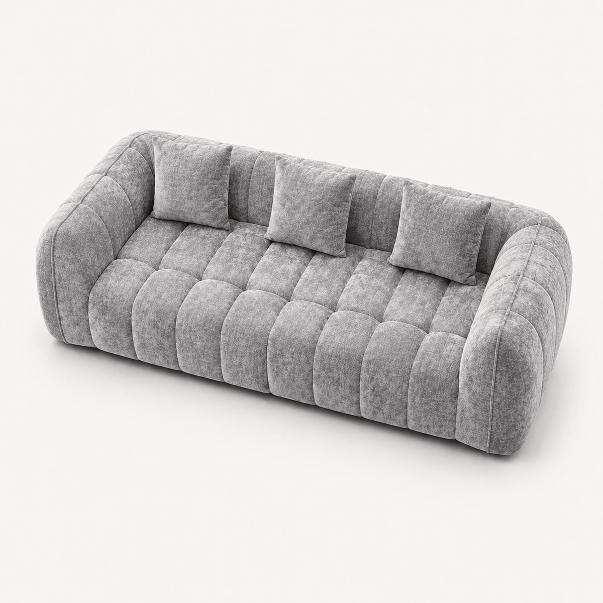 Canapé 3 places bubble en velours chenille gris clair Luvio Home