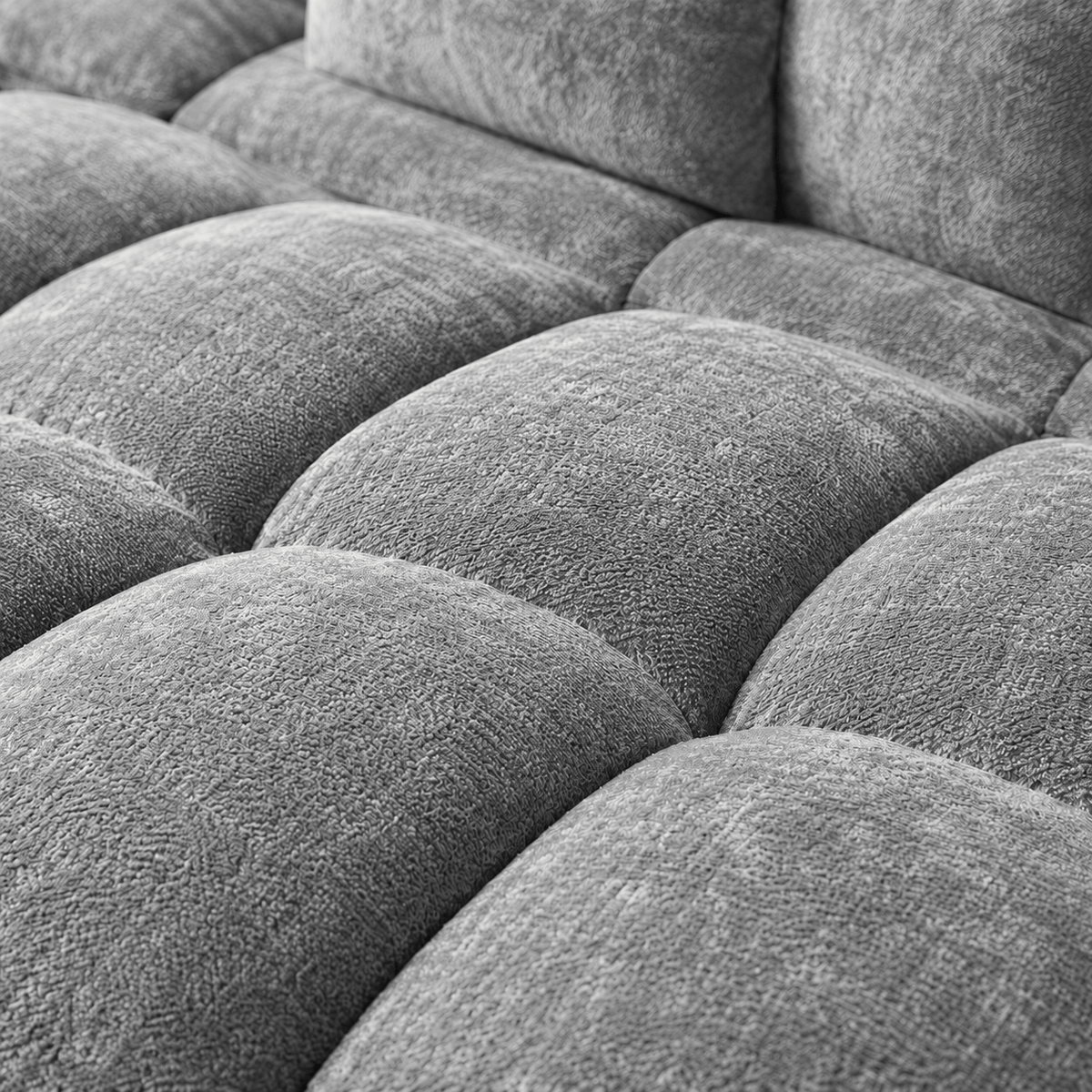 Canapé 3 places bubble en velours chenille gris clair Luvio Home