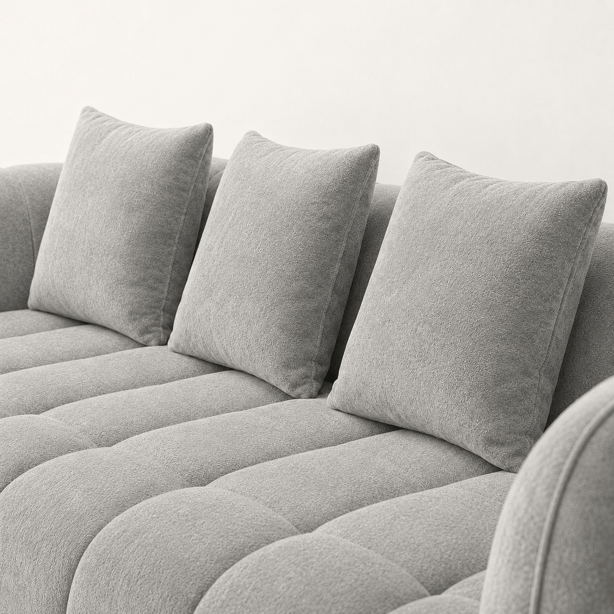 Canapé 3 places bubble en velours chenille gris clair Luvio Home
