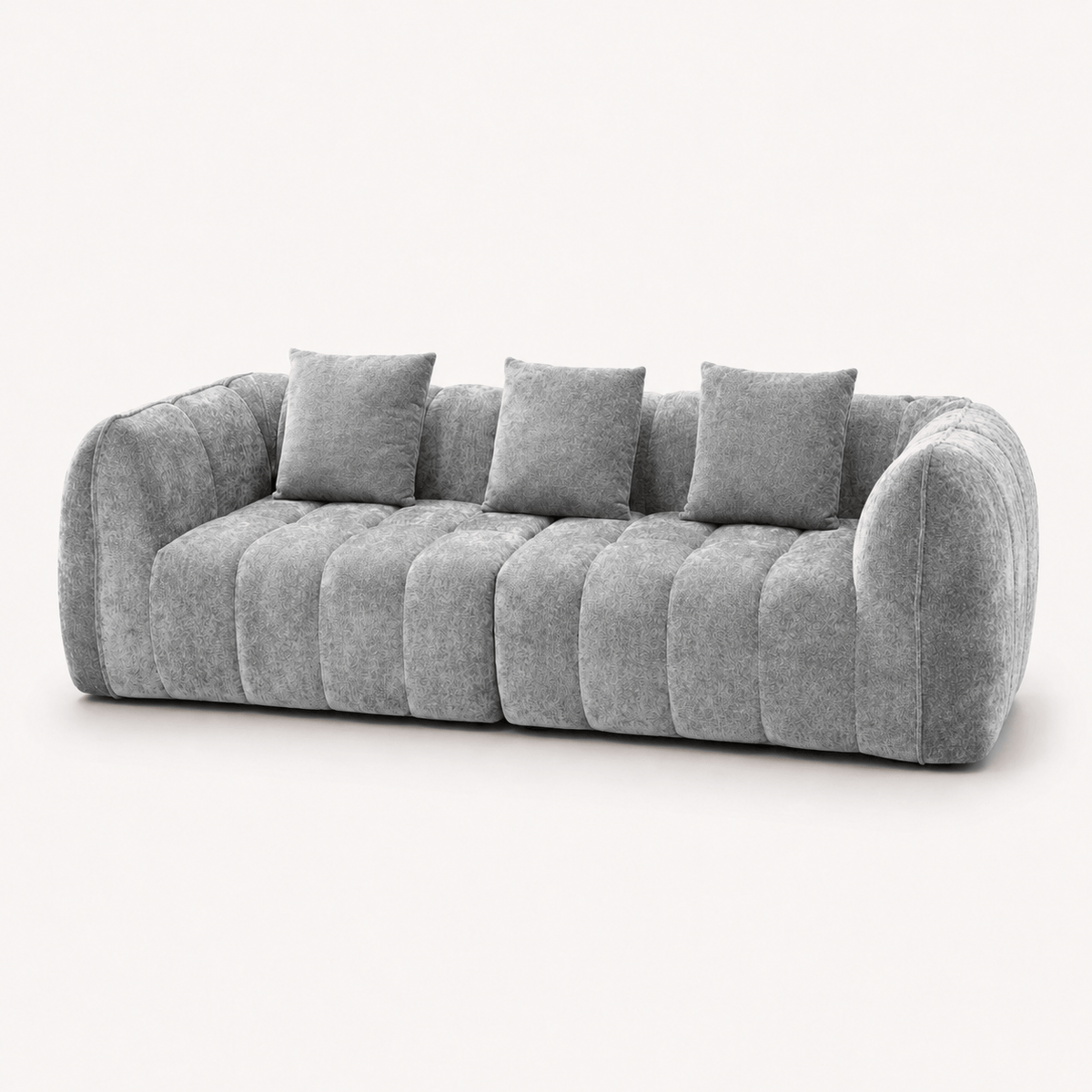 Canapé 3 places bubble en velours chenille gris clair Luvio Home