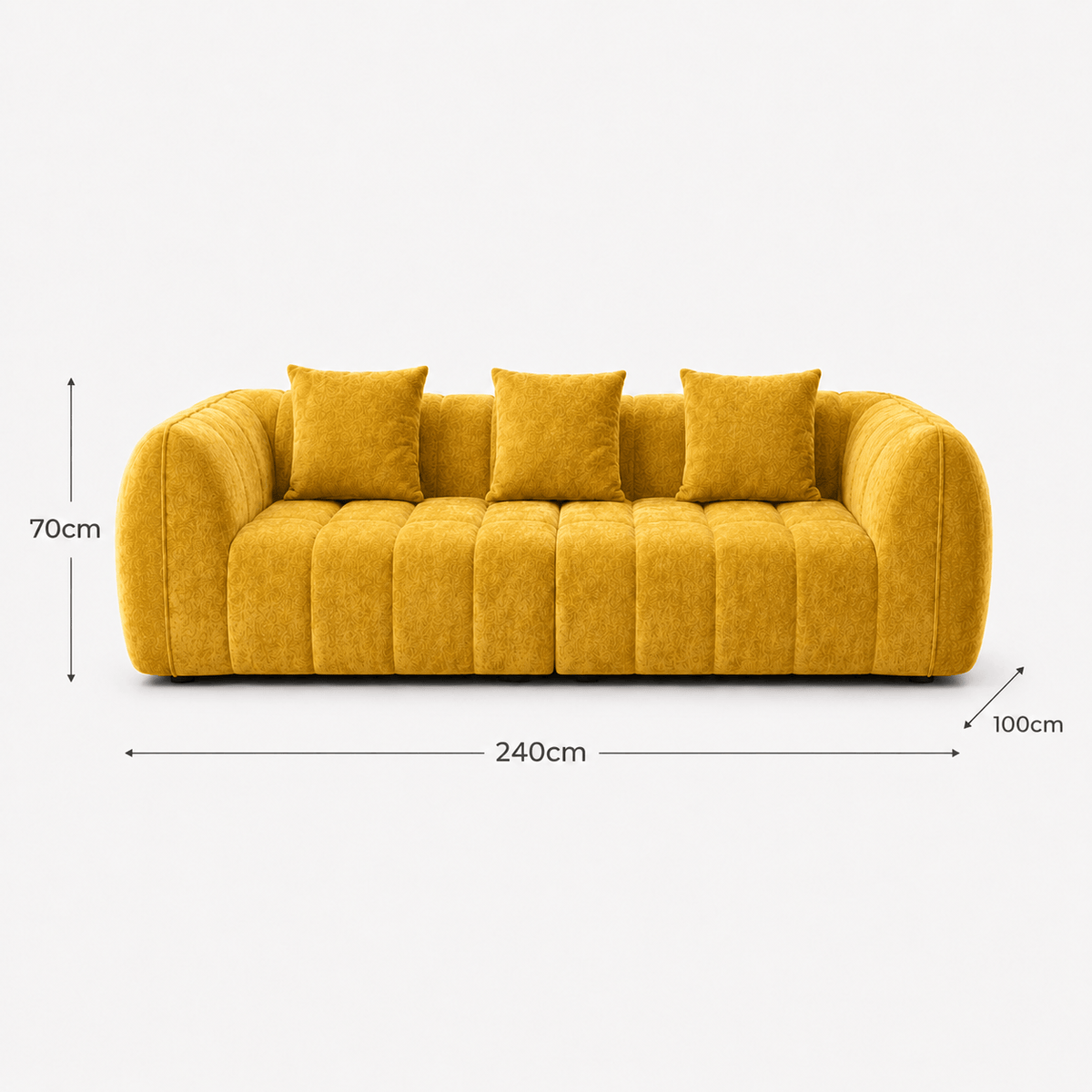 Canapé 3 places bubble en velours chenille jaune Luvio Home