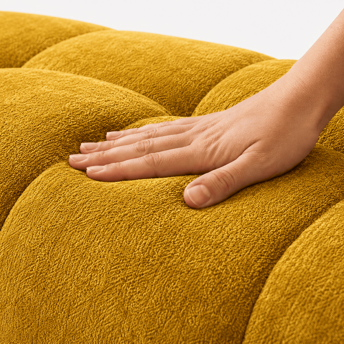 Canapé 3 places bubble en velours chenille jaune Luvio Home