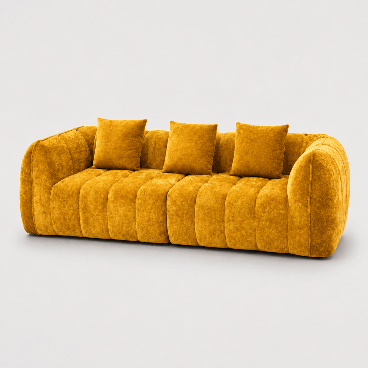 Canapé 3 places bubble en velours chenille jaune Luvio Home