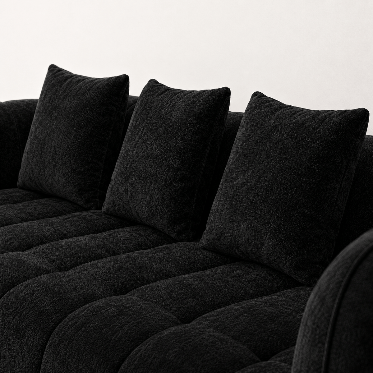 Canapé 3 places bubble en velours chenille noir Luvio Home