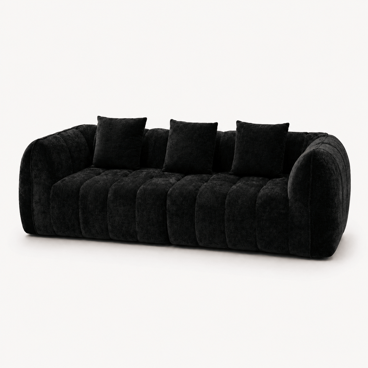 Canapé 3 places bubble en velours chenille noir Luvio Home