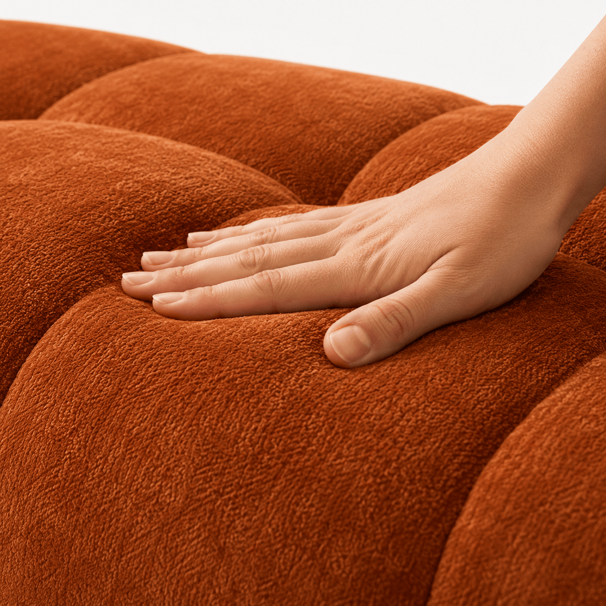 Canapé 3 places bubble en velours chenille terracotta Luvio Home