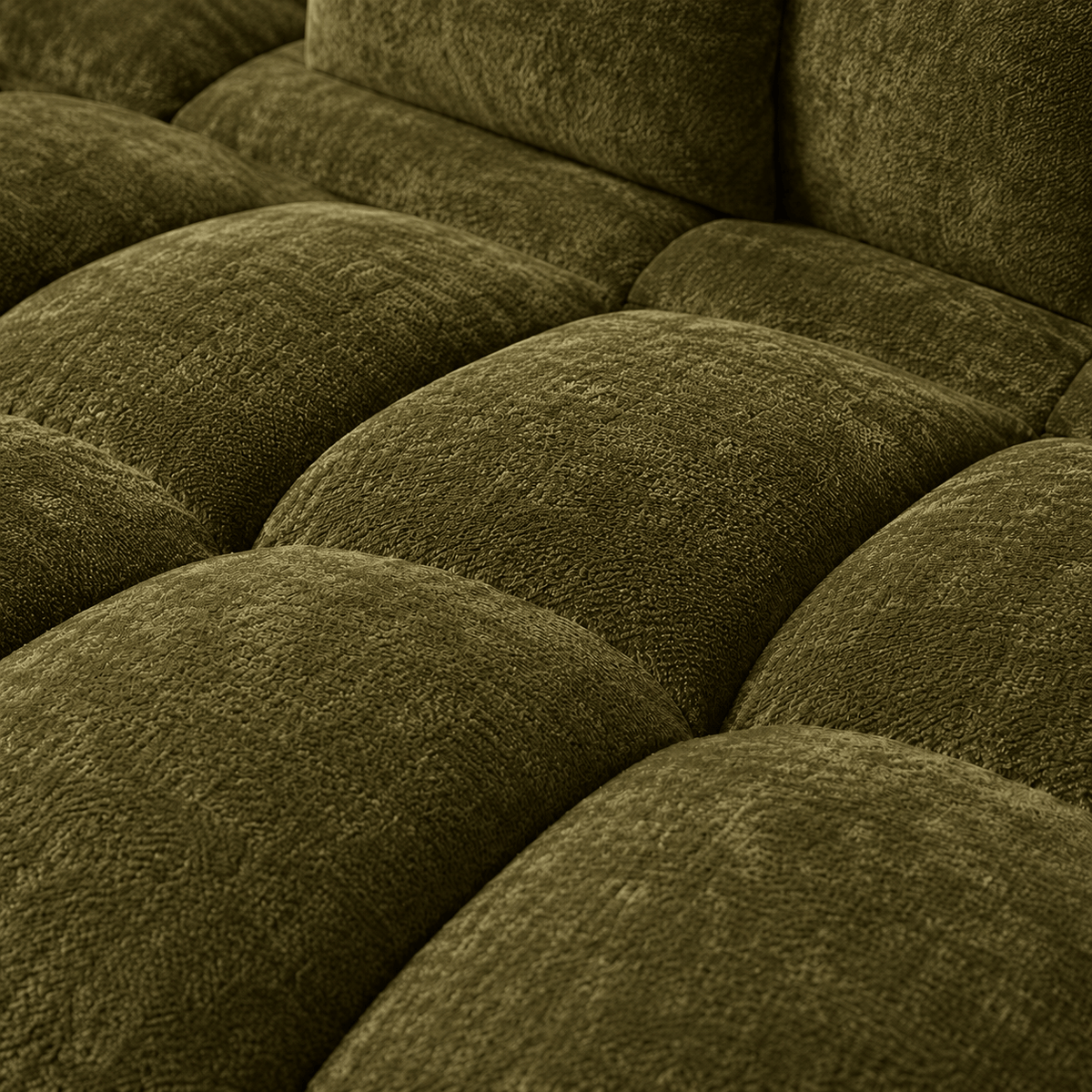 Canapé 3 places bubble en velours chenille vert kaki Luvio Home