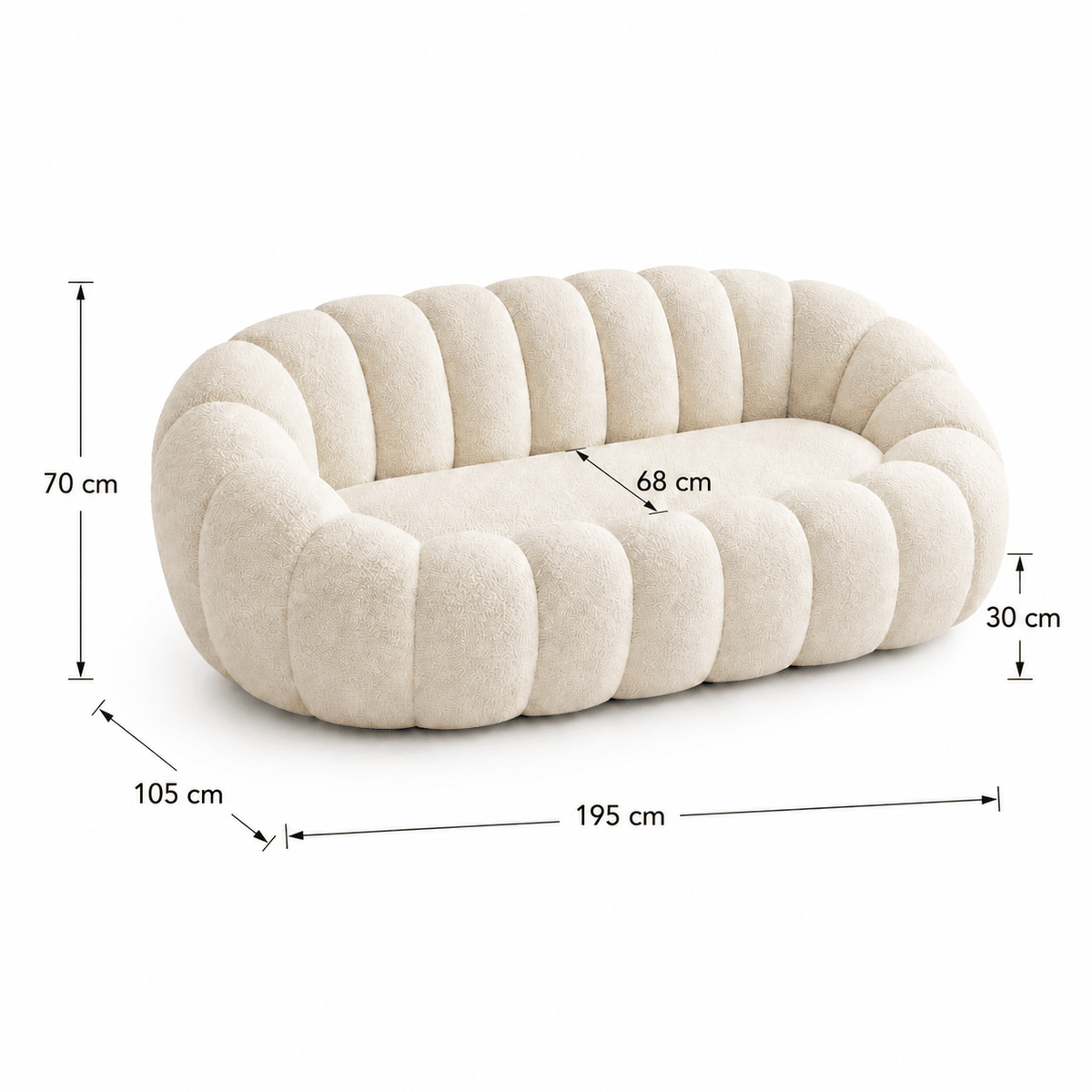 Canapé bubble bouclé crème 2 places Luvio Home