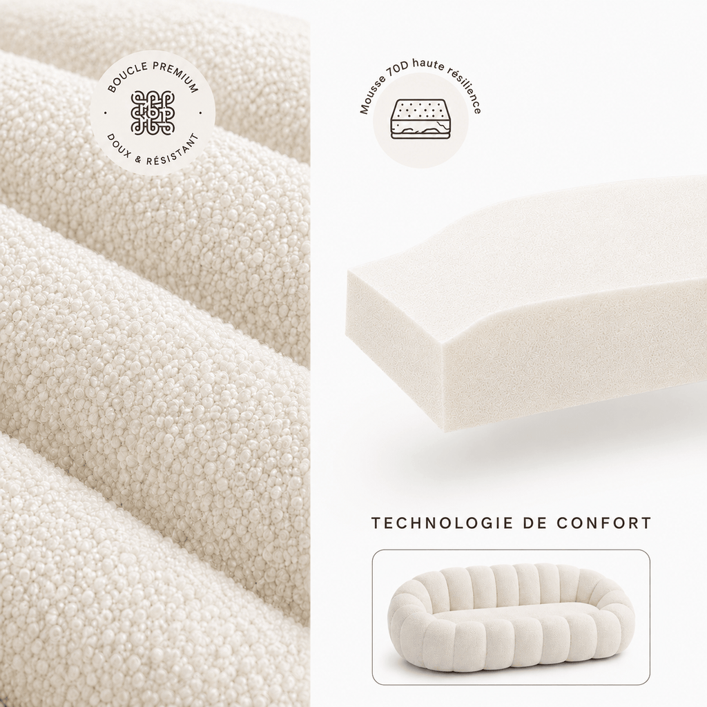Canapé bubble bouclé crème 2 places Luvio Home
