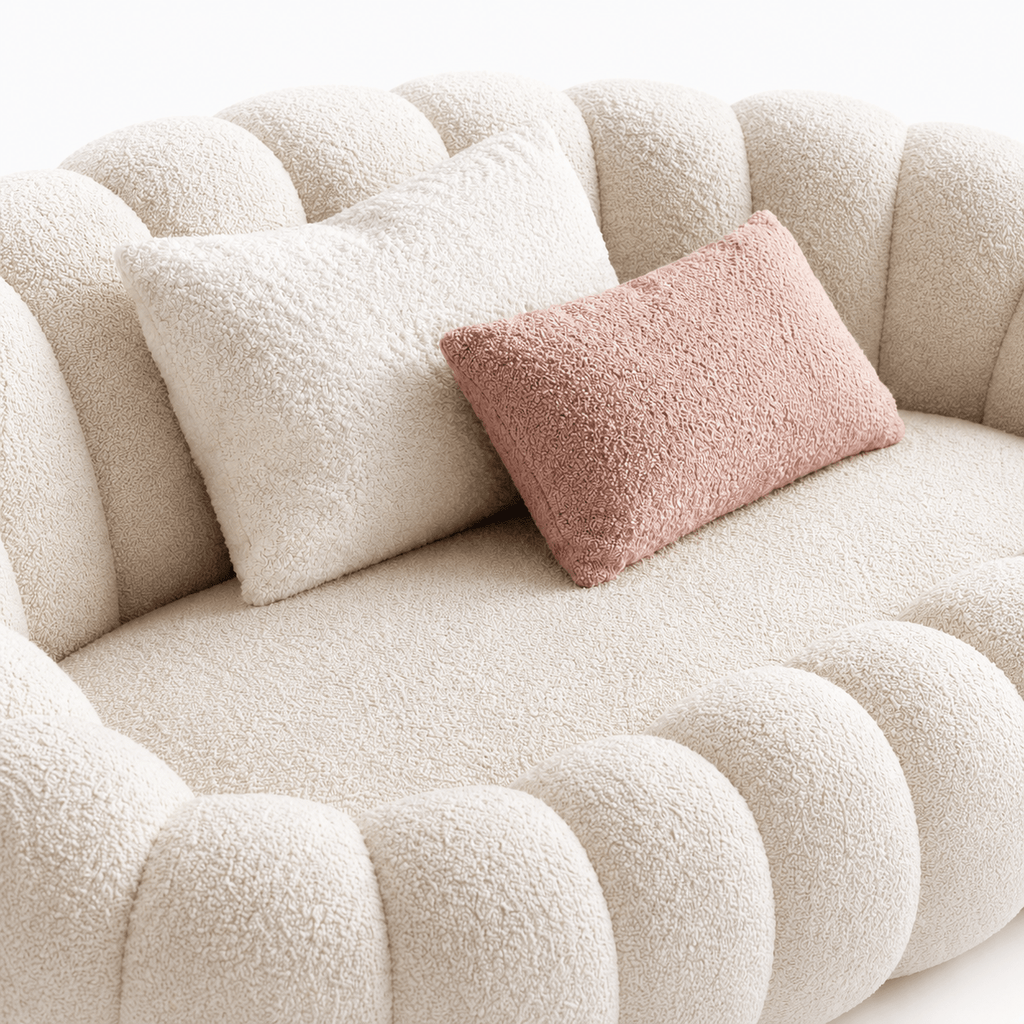 Canapé bubble bouclé crème 2 places Luvio Home