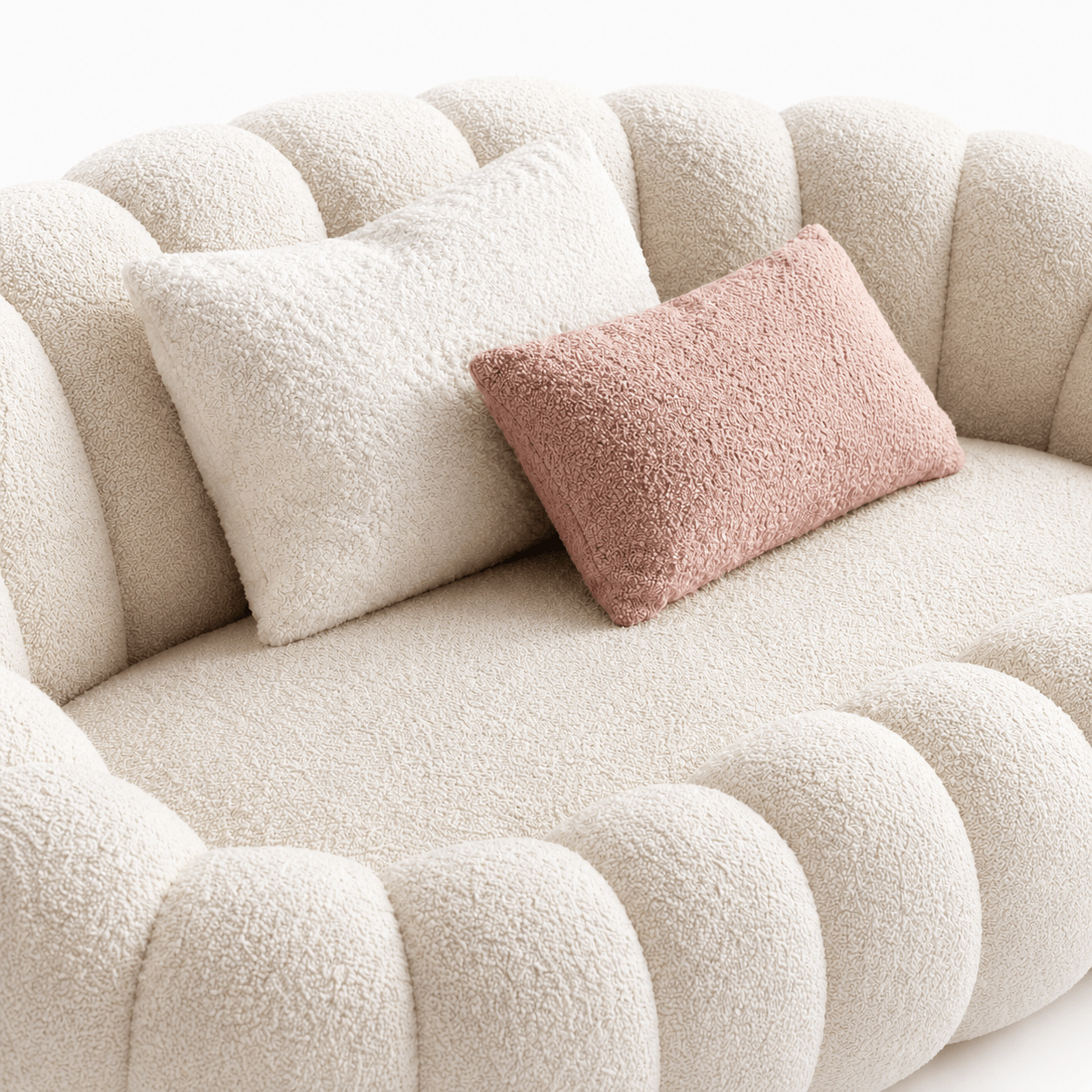 Canapé bubble bouclé crème 2 places Luvio Home