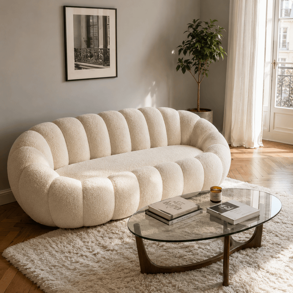 Canapé bubble bouclé crème 2 places Luvio Home