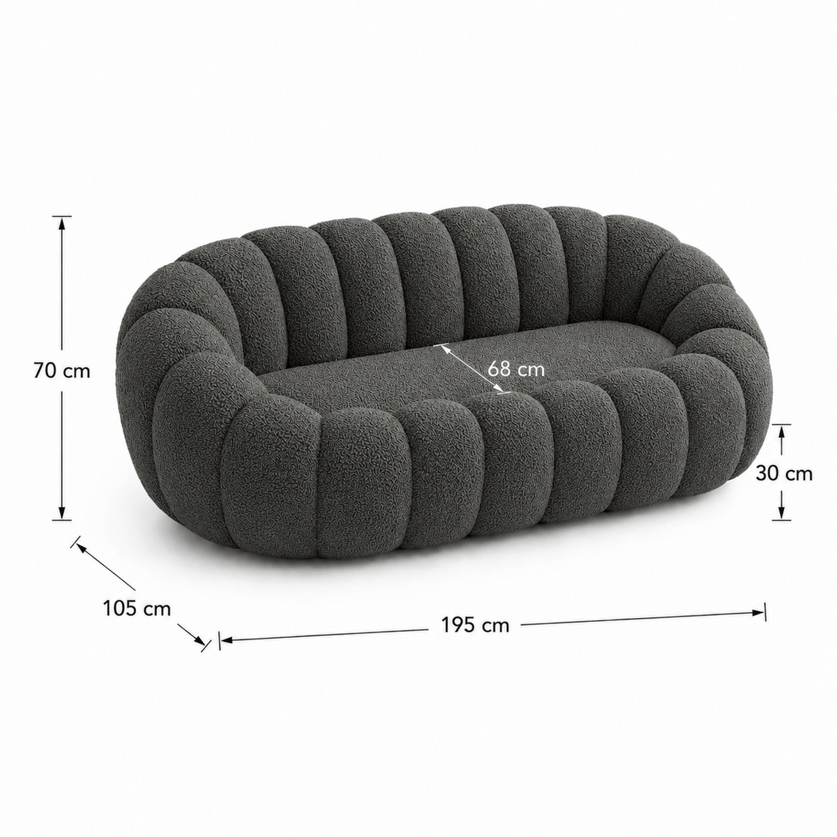 Canapé bubble bouclé gris foncé 2 places Luvio Home