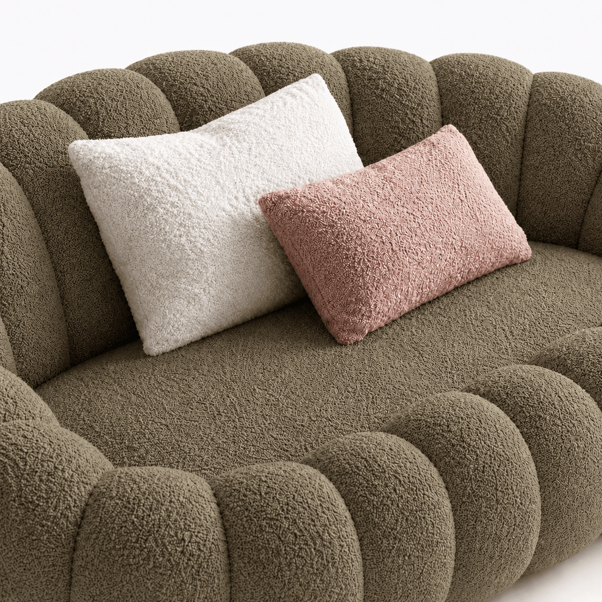 Canapé bubble bouclé kaki 2 places Luvio Home