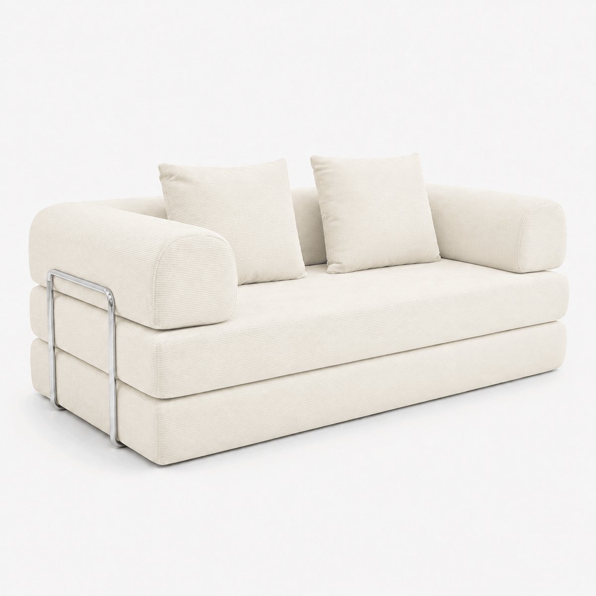 Canapé convertible velours côtelé crème 2 places Luvio Home
