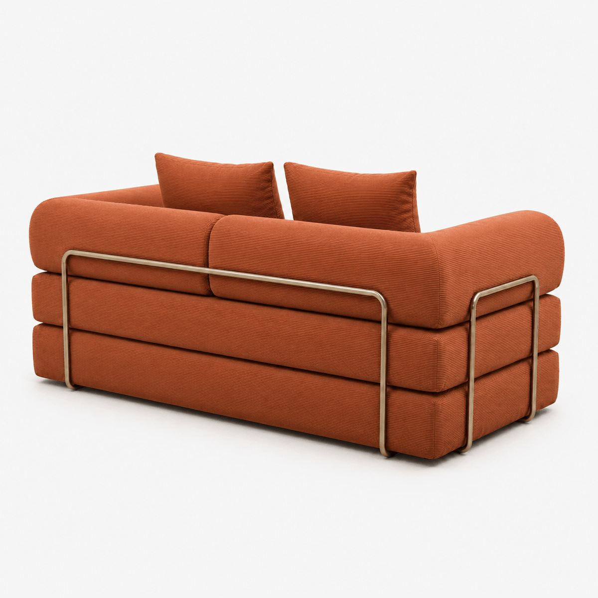 Canapé convertible velours côtelé terracotta 2 places Luvio Home