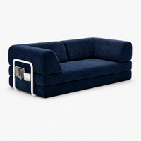 Canapé-lit convertible velours côtelé bleu 2 places Luvio Home