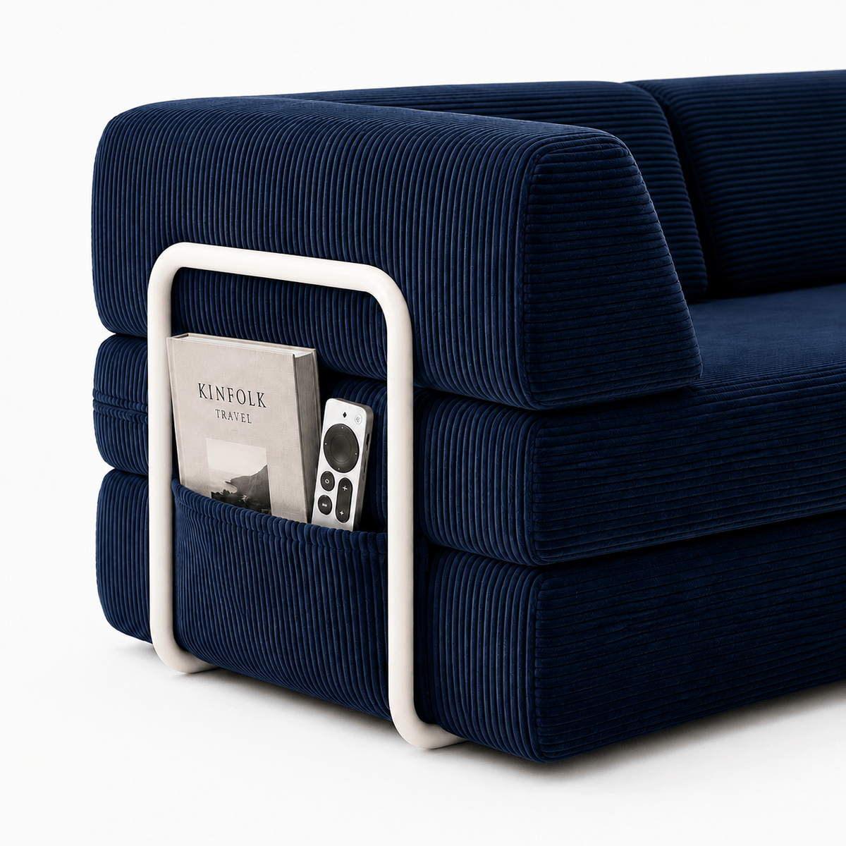Canapé-lit convertible velours côtelé bleu 2 places Luvio Home