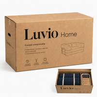Canapé-lit convertible velours côtelé bleu 2 places Luvio Home