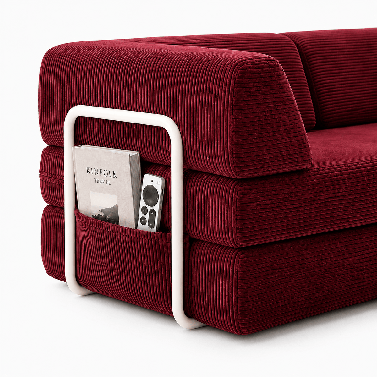 Canapé-lit convertible velours côtelé rouge 2 places Luvio Home