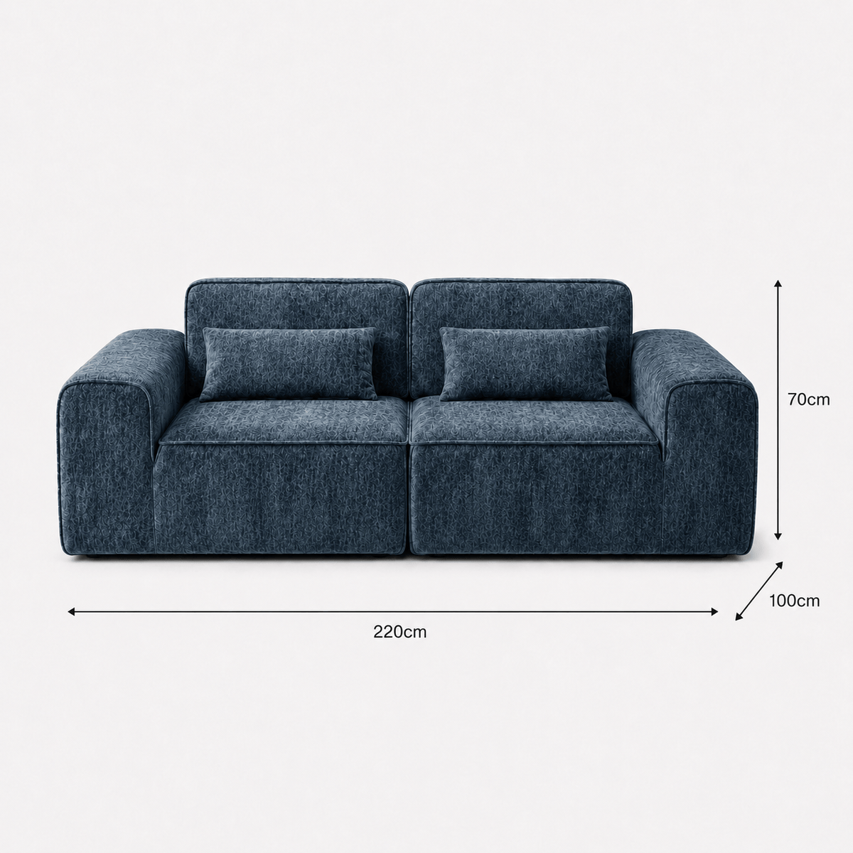 Canapé modulaire velours chenille bleu gris 2 places Luvio Home