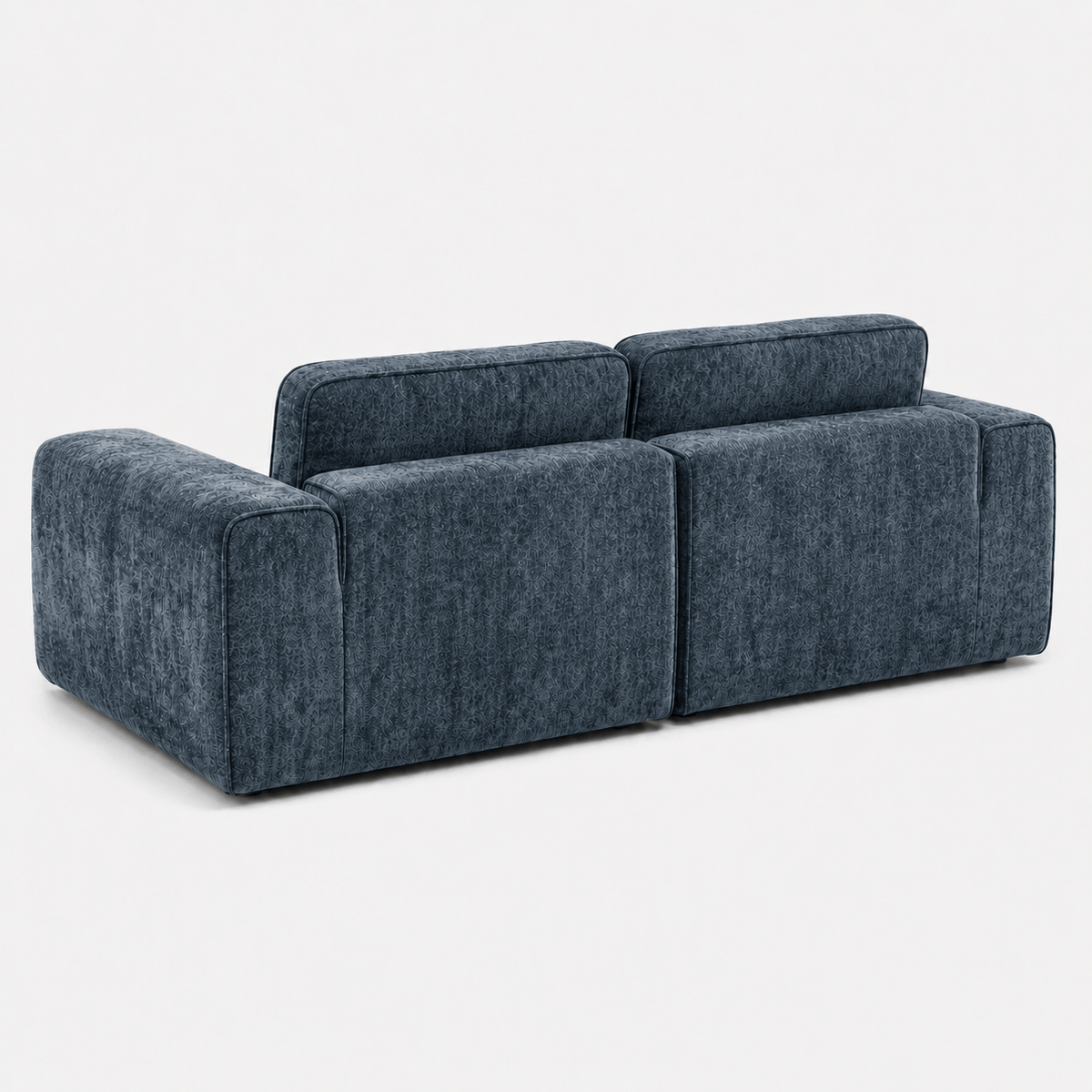 Canapé modulaire velours chenille bleu gris 2 places Luvio Home