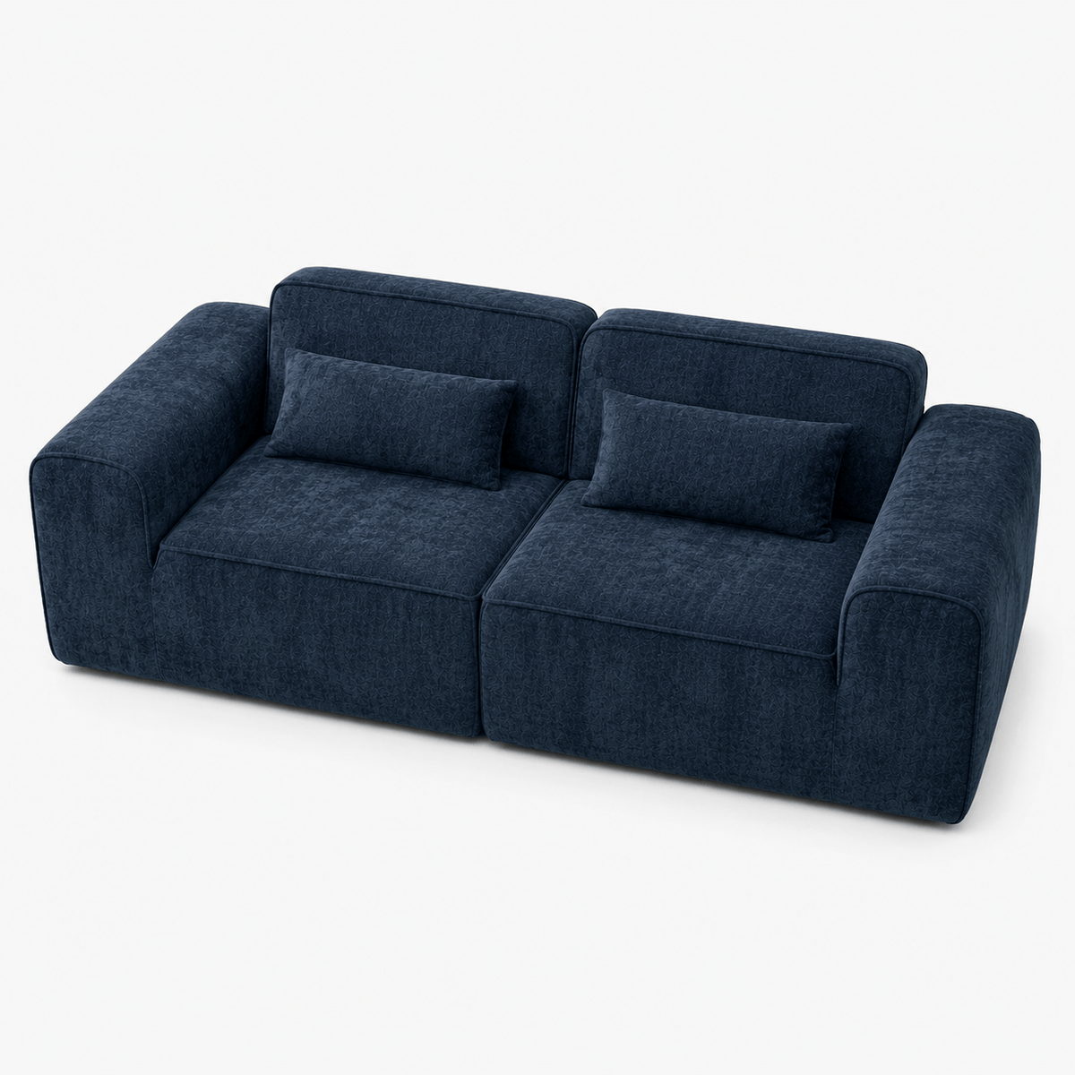 Canapé modulaire velours chenille bleu marine 2 places Luvio Home