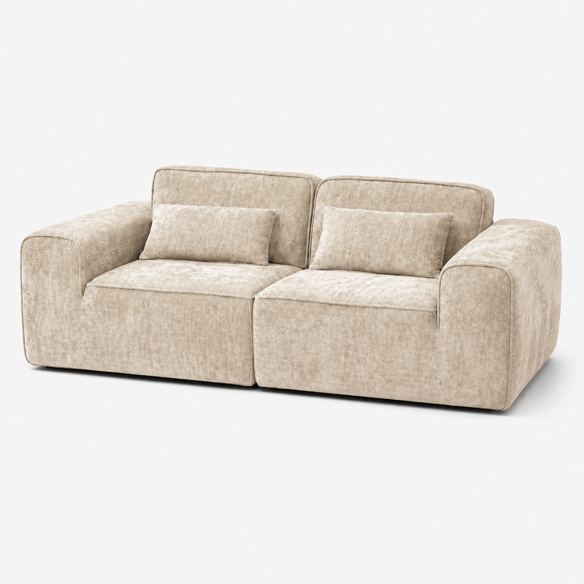 Canapé modulaire velours chenille crème 2 places Luvio Home