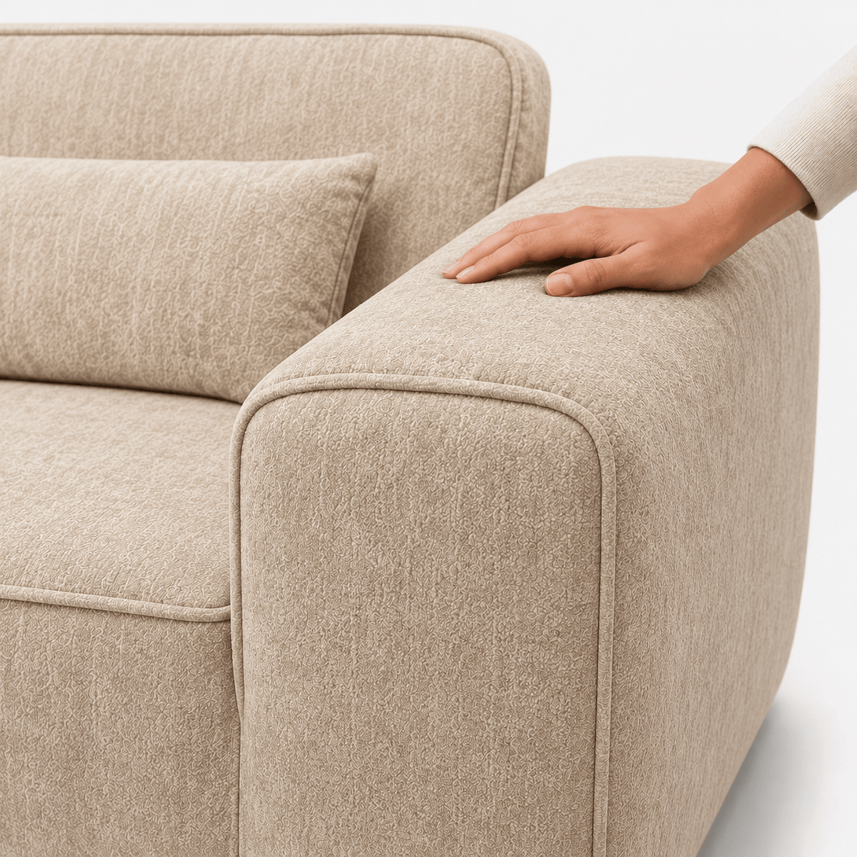 Canapé modulaire velours chenille crème 2 places Luvio Home