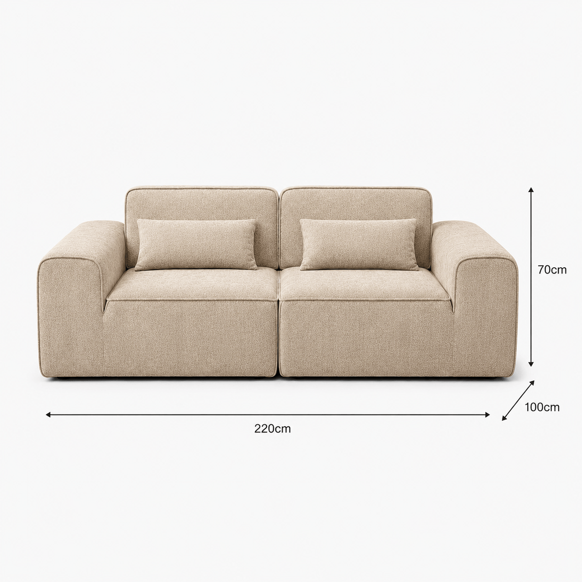 Canapé modulaire velours chenille crème 2 places Luvio Home