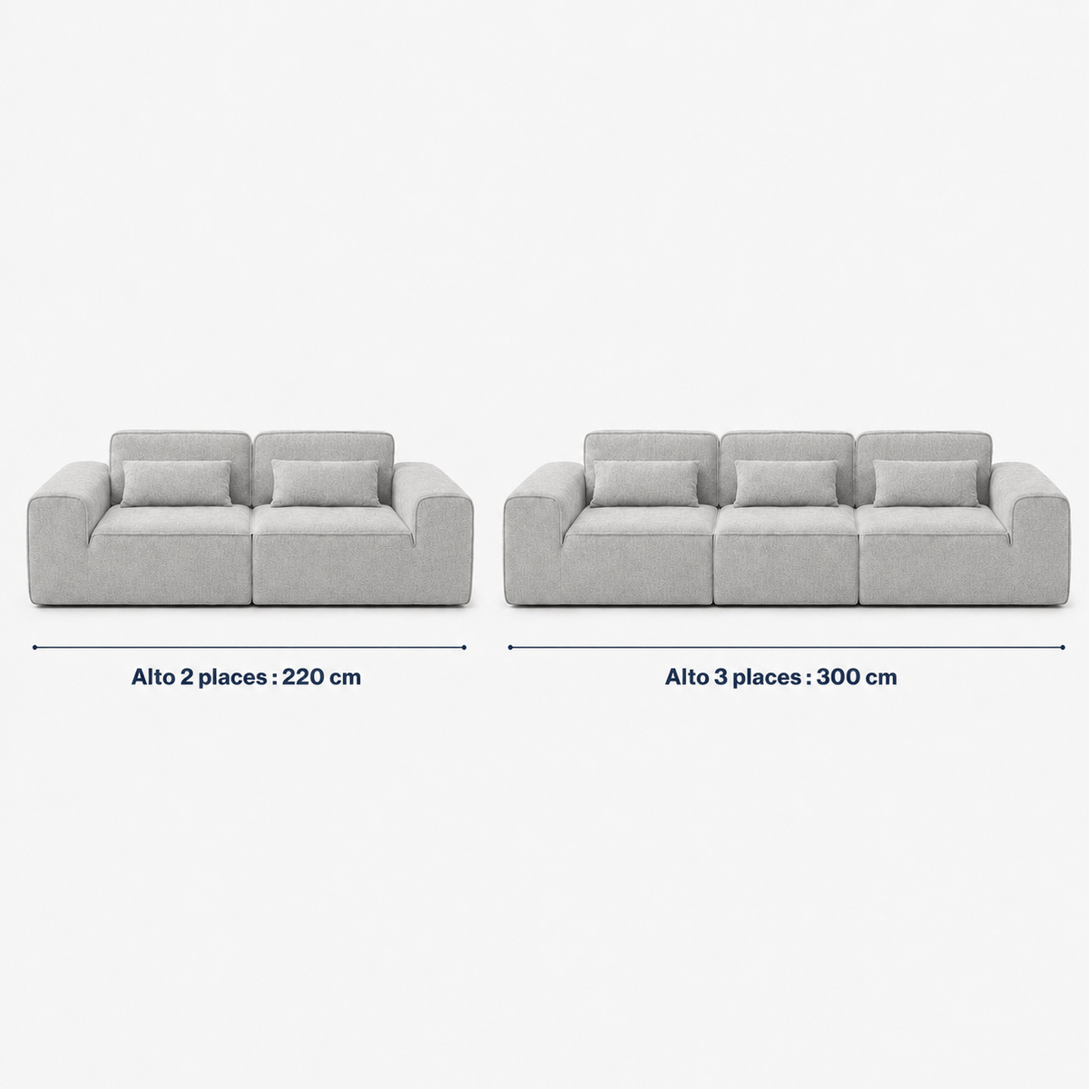 Canapé modulaire velours chenille gris clair 2 places Luvio Home